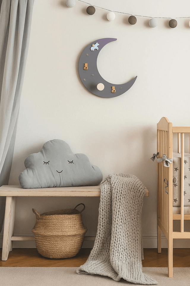 🌙 Décoration murale lune – chambre bébé douce et poétique