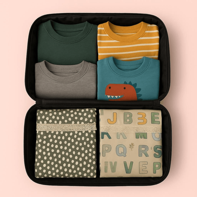 Lot de pLot de 7 Pochons de Voyage pour Enfant – Organisation Douce et Pratiqueochon de voyage