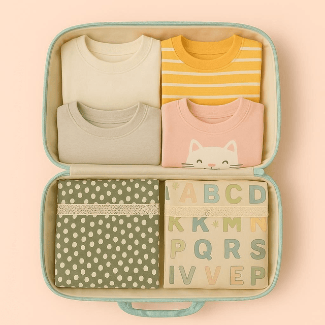 Lot de pLot de 7 Pochons de Voyage pour Enfant – Organisation Douce et Pratiqueochon de voyage