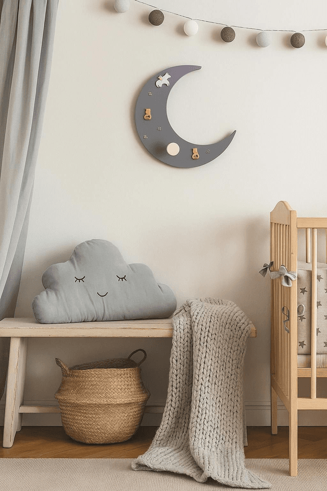 🌙 Décoration murale lune – chambre bébé douce et poétique